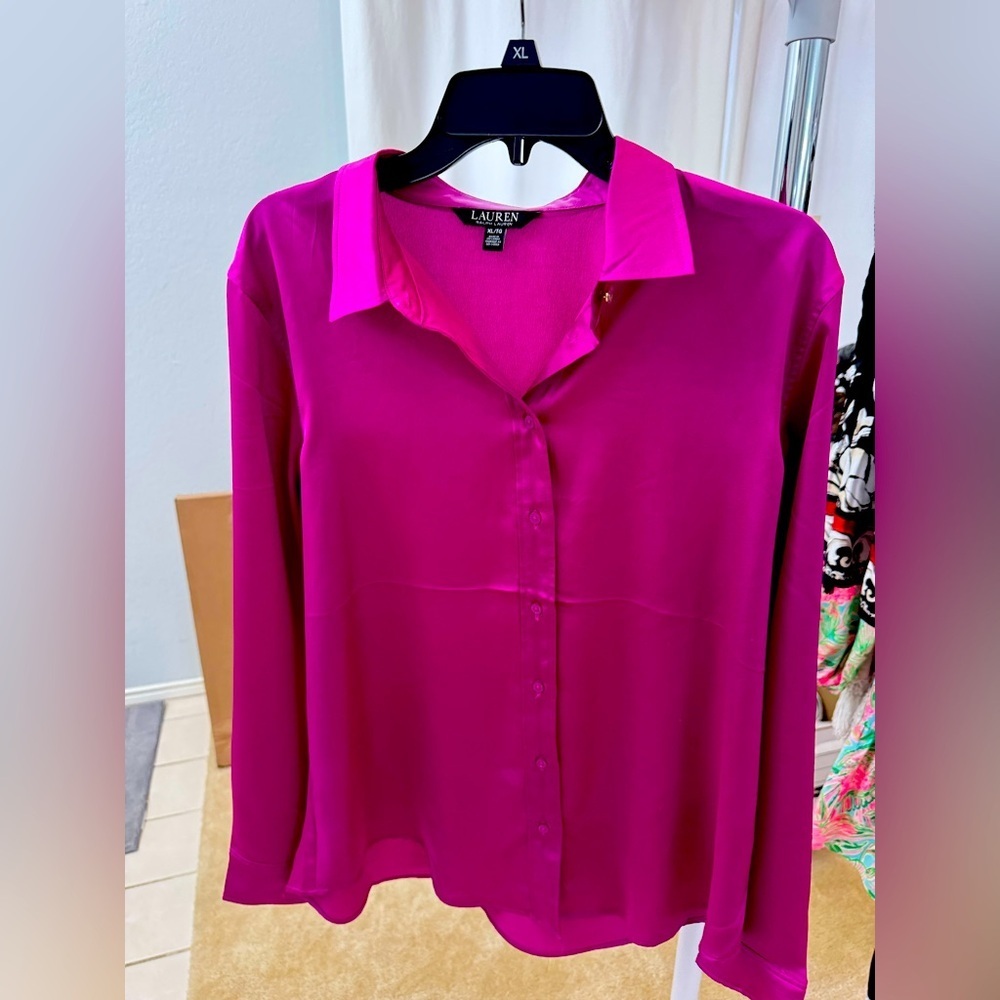 Lauren. Ralph Lauren silk women’s blouse button up. Extra large - Picture 1 of 3